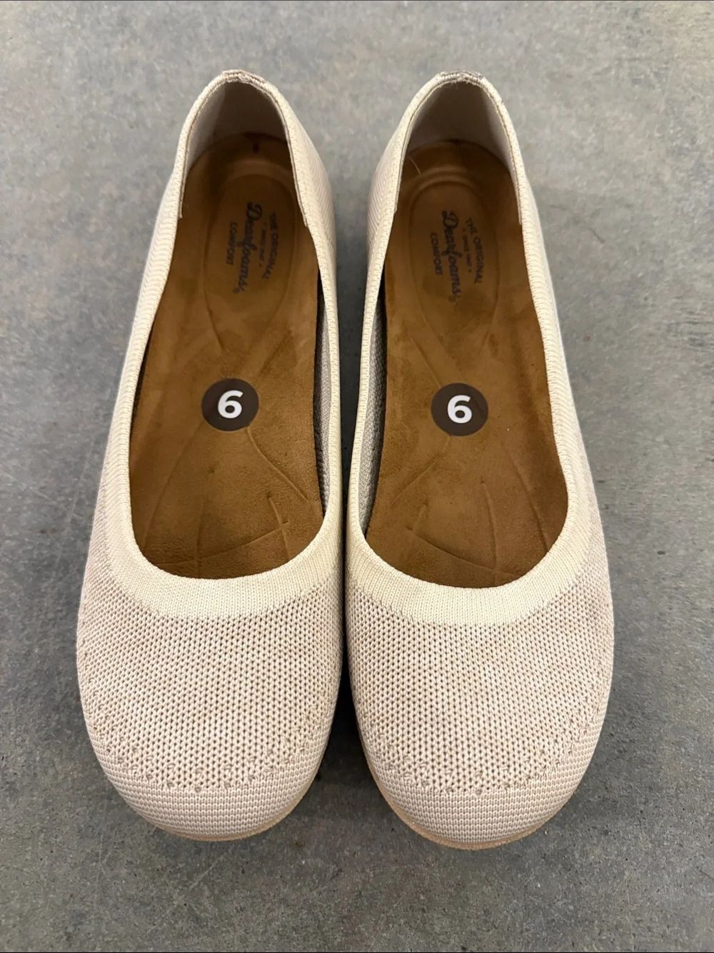 dearfoams Knit Ballet Flats in Light Beige